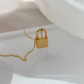 Shangjie kalung danity o shape chain necklace beautiful gold plated necklace fashion lock pendant necklace